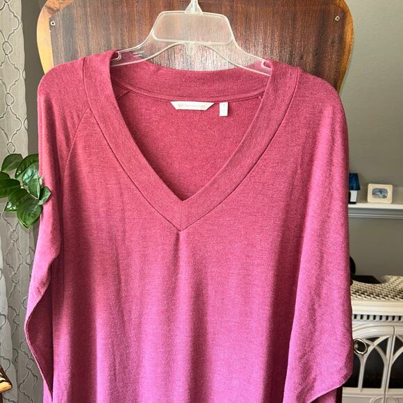 Soft Surroundings Women’s Marla Dress Size Medium Heather Ruby Red Draped - Picture 2 of 12